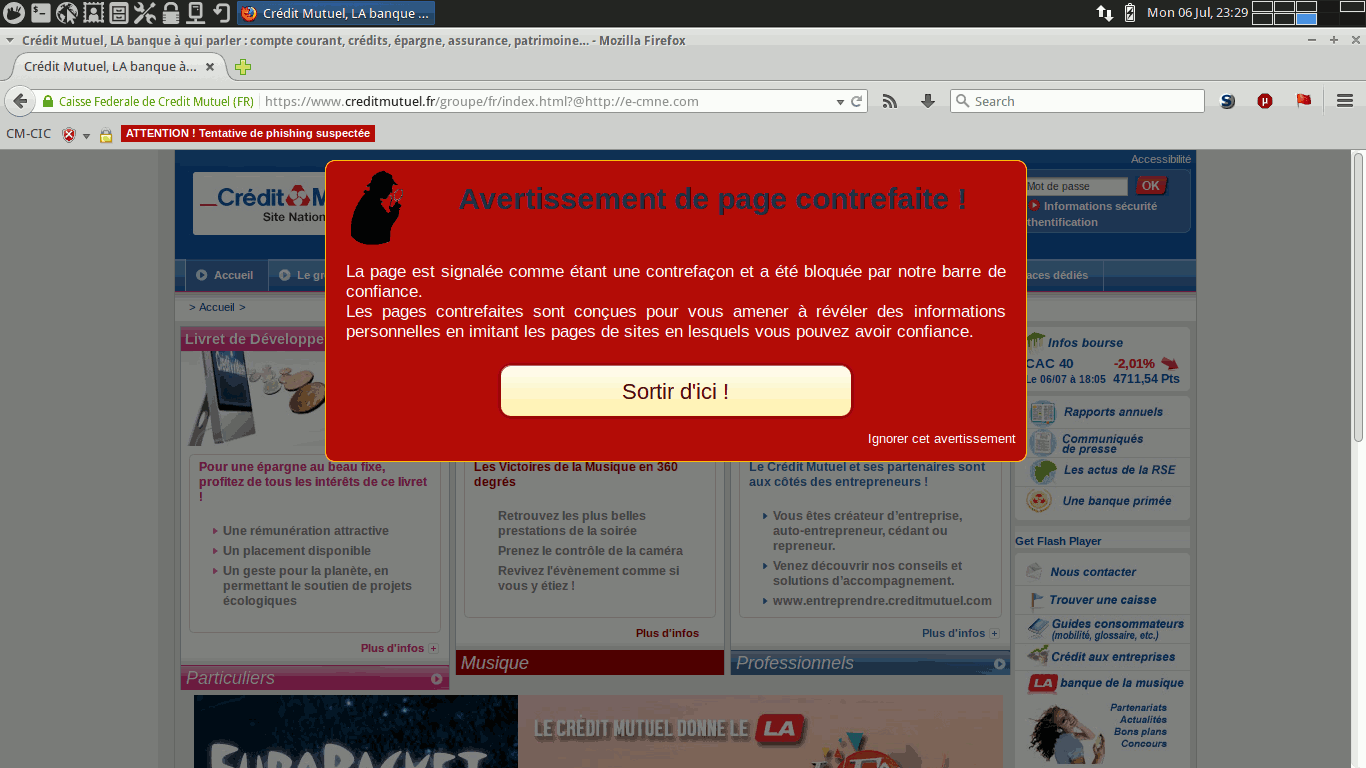 Credit mutuel faux positif