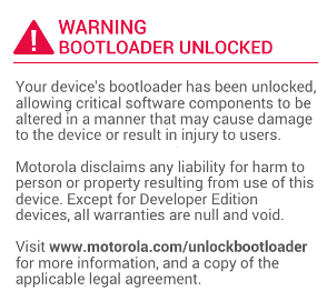 ugly motorola "bootloader unlocked" message